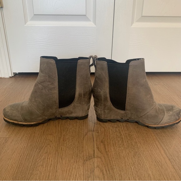 Sorel Brown Leather Wedge Booties Size 7.5 - Picture 3 of 8